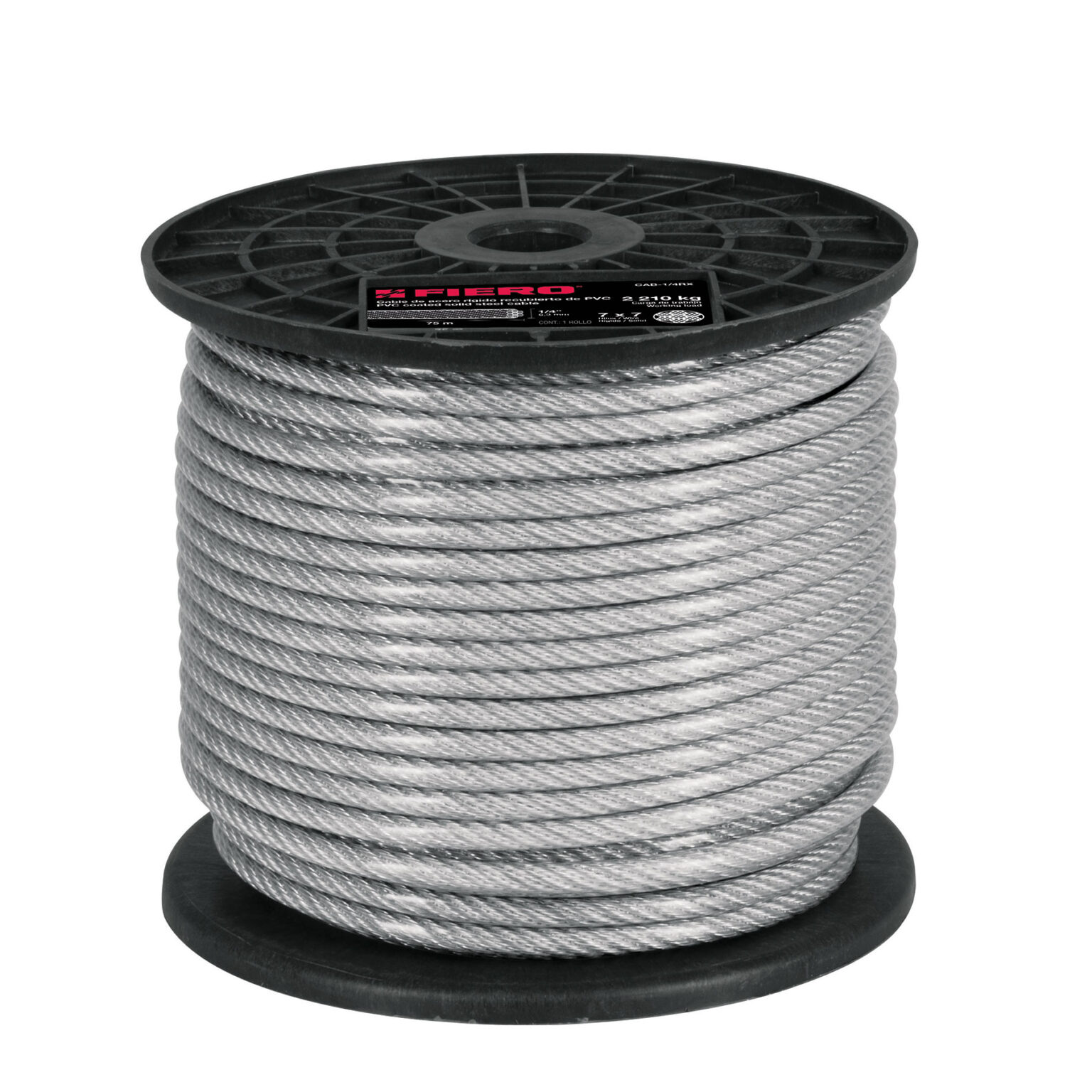 CABLE DE ACERO 1/4 ROLLO 75 MTS. FIERO 44218