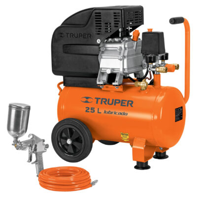 COMPRESOR C/ MANGUERA Y PISTOLA 3HP 25L TRUPER 100300