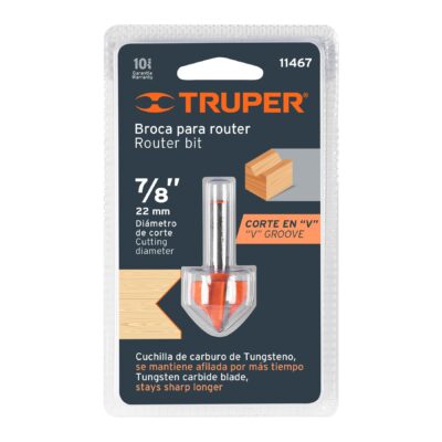 FRESA P/ROUTER TIPO V 1/4 * 7/8 HUNTER