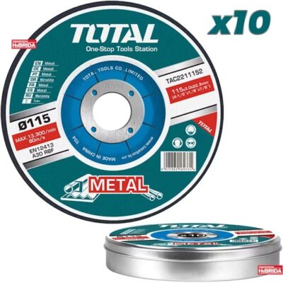 DISCOS 4 1/2 CORTE METAL 10PZ TOTAL TAC2211155