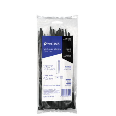 CINCHO PLASTICO 8 NEGRO  (50 PZS) VOLTECK 44326