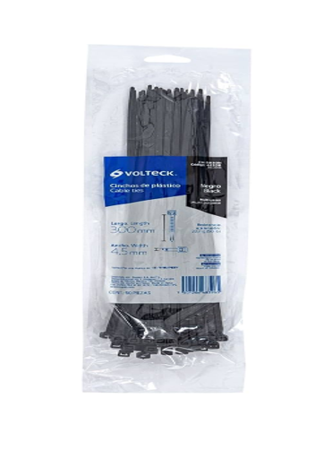 CINCHO PLASTICO 12 NEGRO (50 PZS) V0LTECK 44328