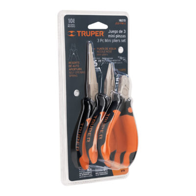 ALICATE JUEGO 3 UNI (COMB 7", PUNTA LARGA 6", DIAGO 5") TRUPER 18215