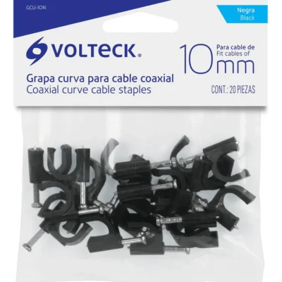 GRAPA CURVA 10 MM 20 PZS NEGRA VOLTECK 48282