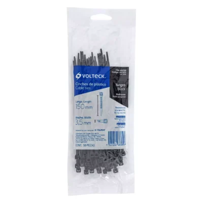 CINCHO PLASTICO 6 NEGRO (50 PZS) VOLTECK 44323