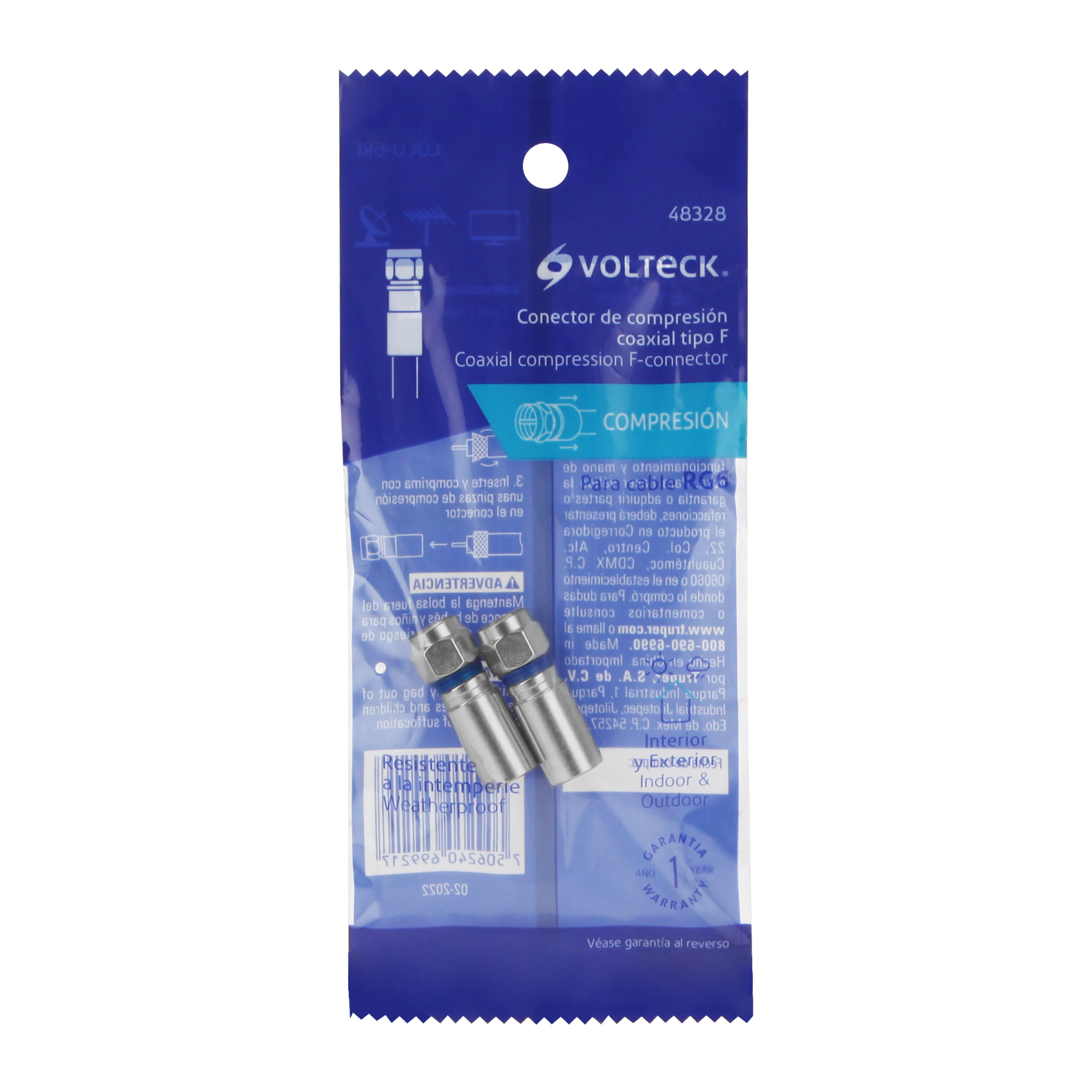 CONECTOR P/COAXIAL PRESION 2PZ VOLTECK 48328