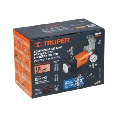 COMPRESOR PORTATIL C/LUZ LED TRUPER  19999